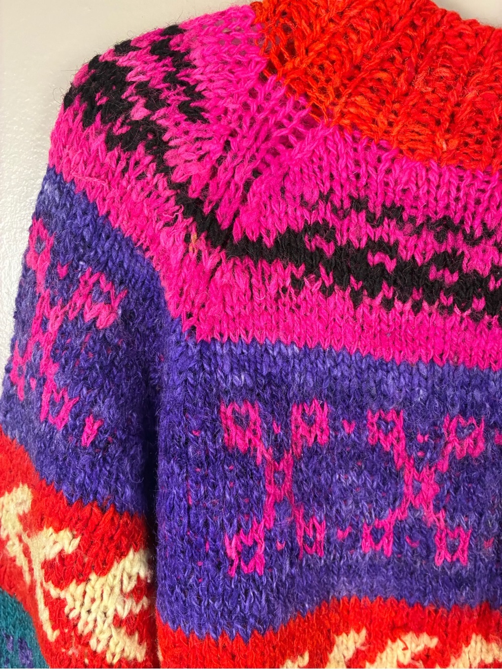 VTG One of a Kind Handmade in Bolivia Wool Sweater - Picture 5 of 15